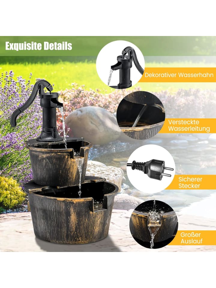 COSTWAY Gartenbrunnen mit Wasserpumpe in Bronze günstig kaufen onesize