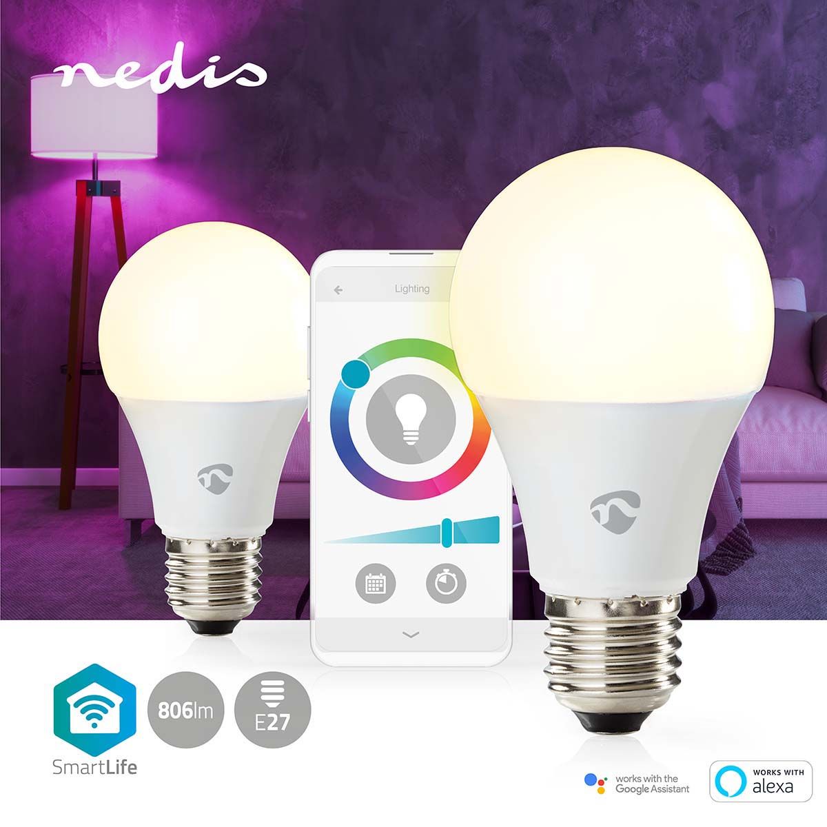 Nedis WIFILRC20E27 SmartLife Vollfärbige LED-Lampen