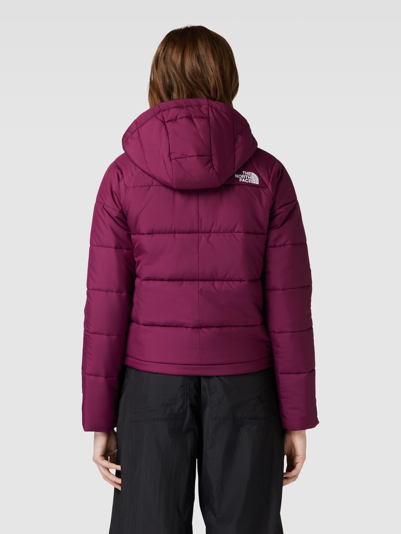 Steppjacke mit Kapuze und Reißverschluss in bordeaux rot