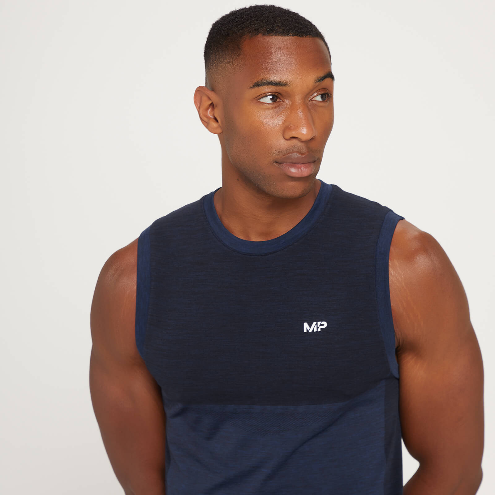 Débardeur sans coutures MP pour hommes – Bleu foncé chiné