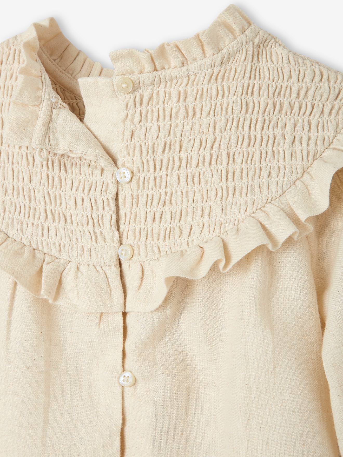 Blouse à smocks bébé et son bandeau assorti lilas