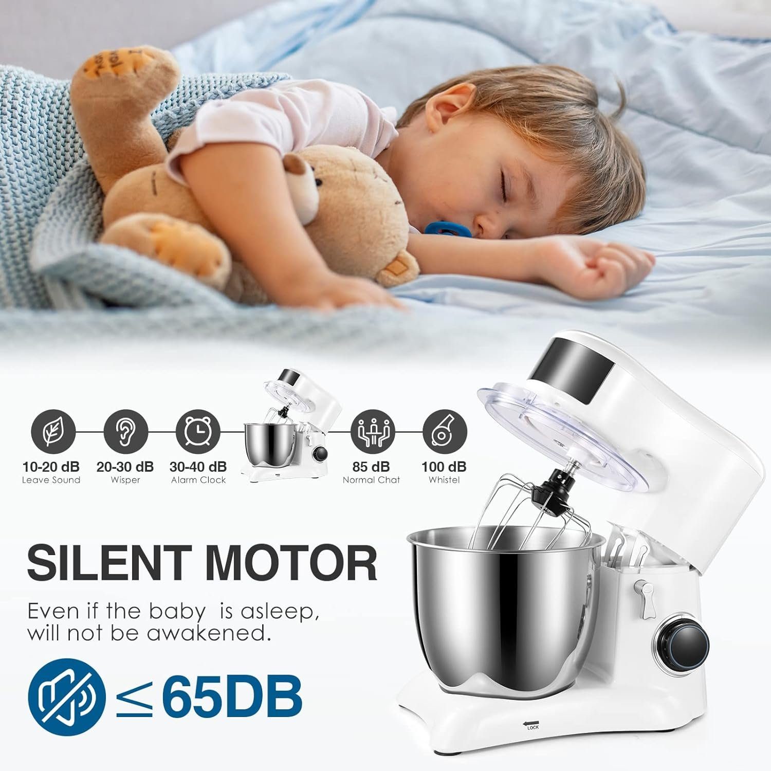 A Ade Küchenmaschine 10 Geschwindigkeitsstufen Knetmaschine, 1300,00 W, 5,50 l Schüssel