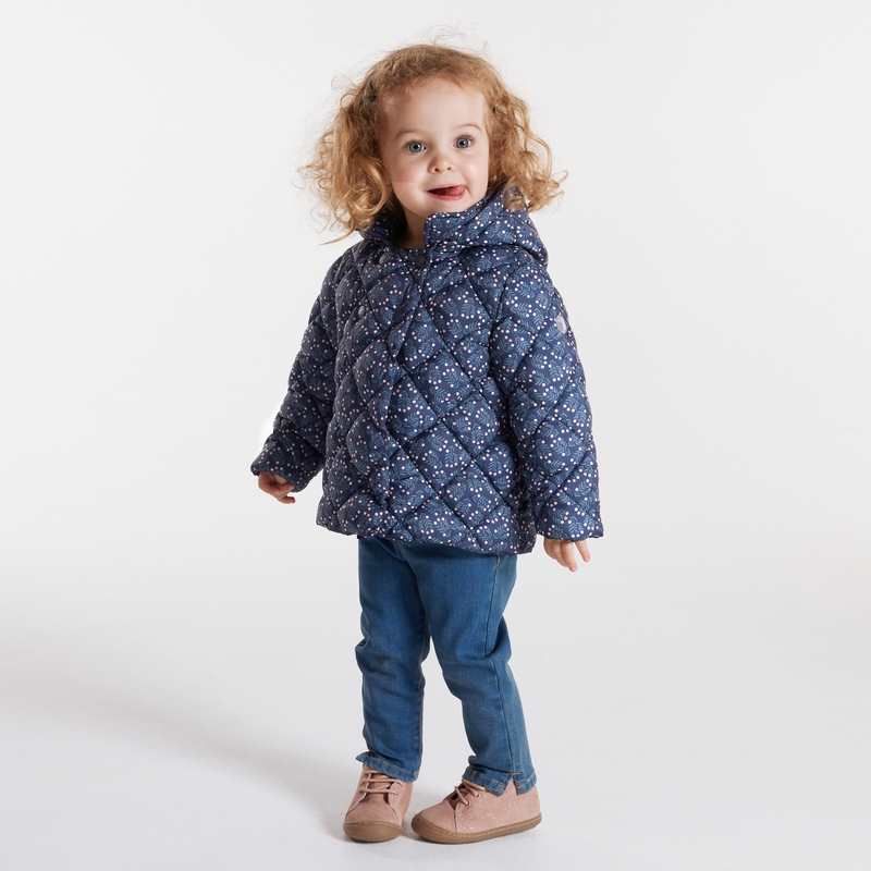 Doudoune légère matelassée fleurie bleue bébé fille