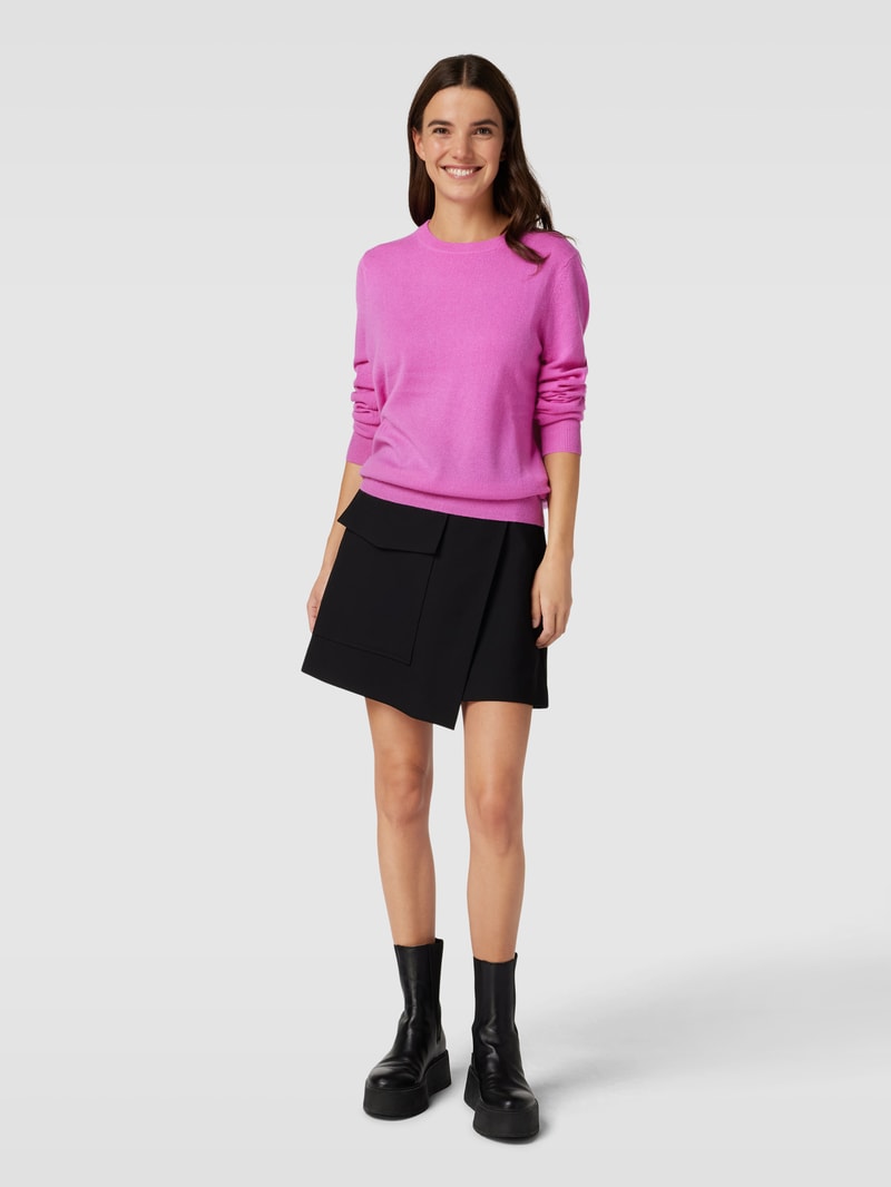 Kaschmirpullover mit Rundhalsausschnitt in fuchsia