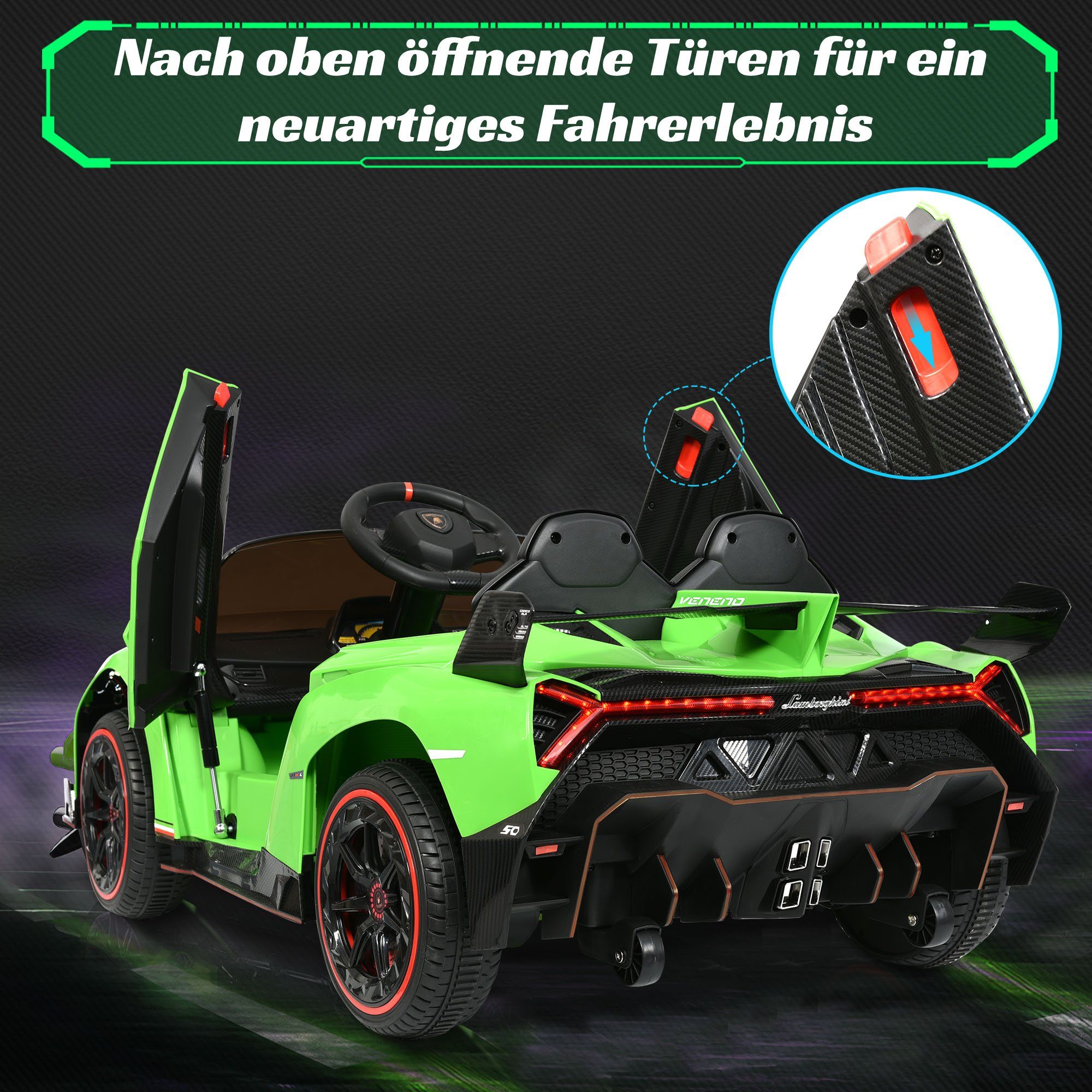 REDOM electric children's car LAMBORGHINI VENENO 2 motors, Bluetooth, double doors, 3 speeds, MP3 music, suitable for children aged 3 and over
