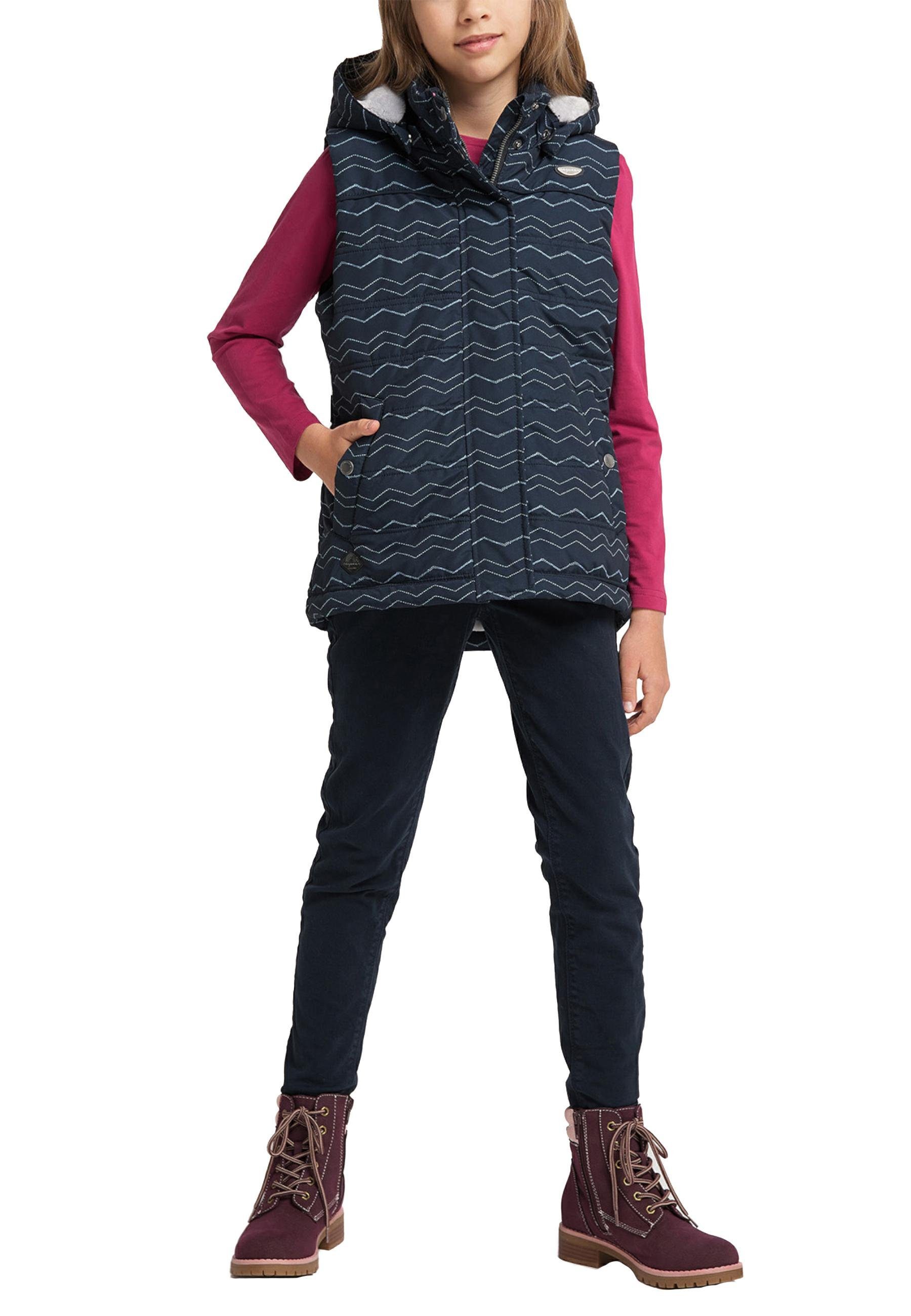 Ragwear Steppweste Marrin Chevron sportliche Outdoor-Weste mit abnehmbarer Kapuze