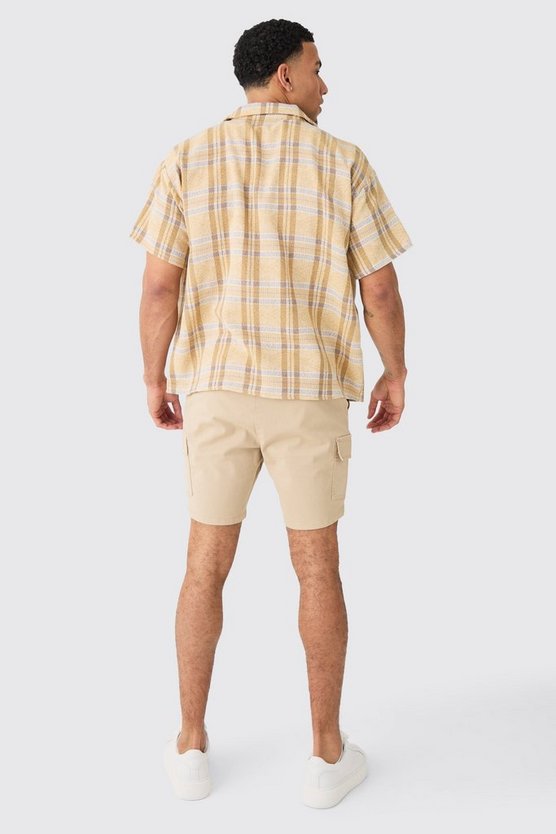 Skinny Cargo-Shorts in Stone