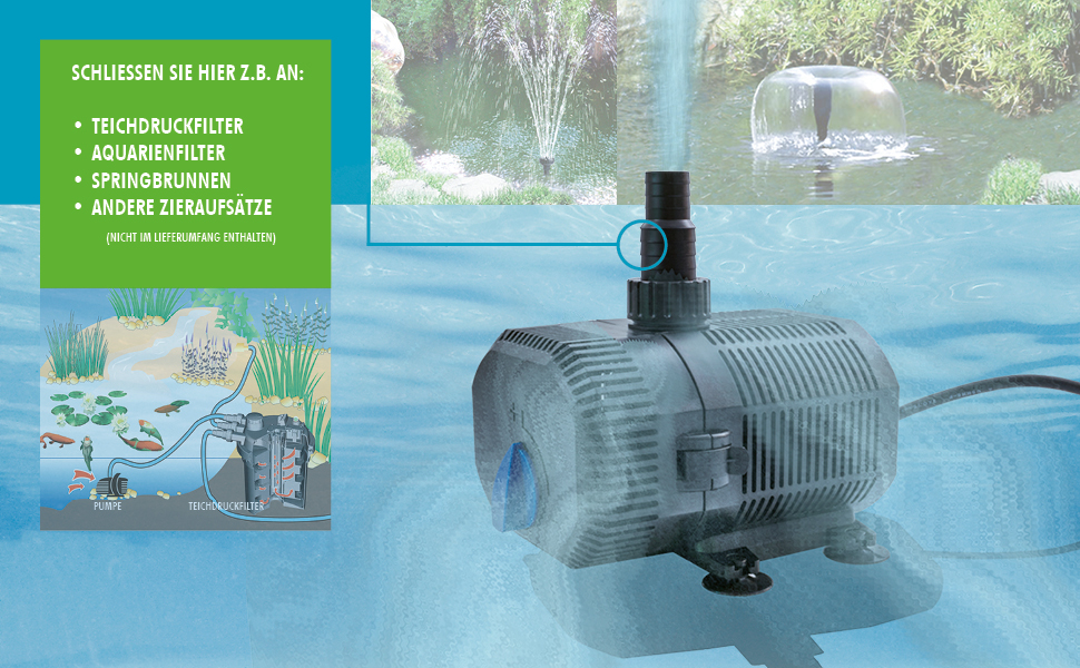 MAUK CQB-6500 Teich Pumpe 5800l/h zu #1905 Teichdruckfilter Set