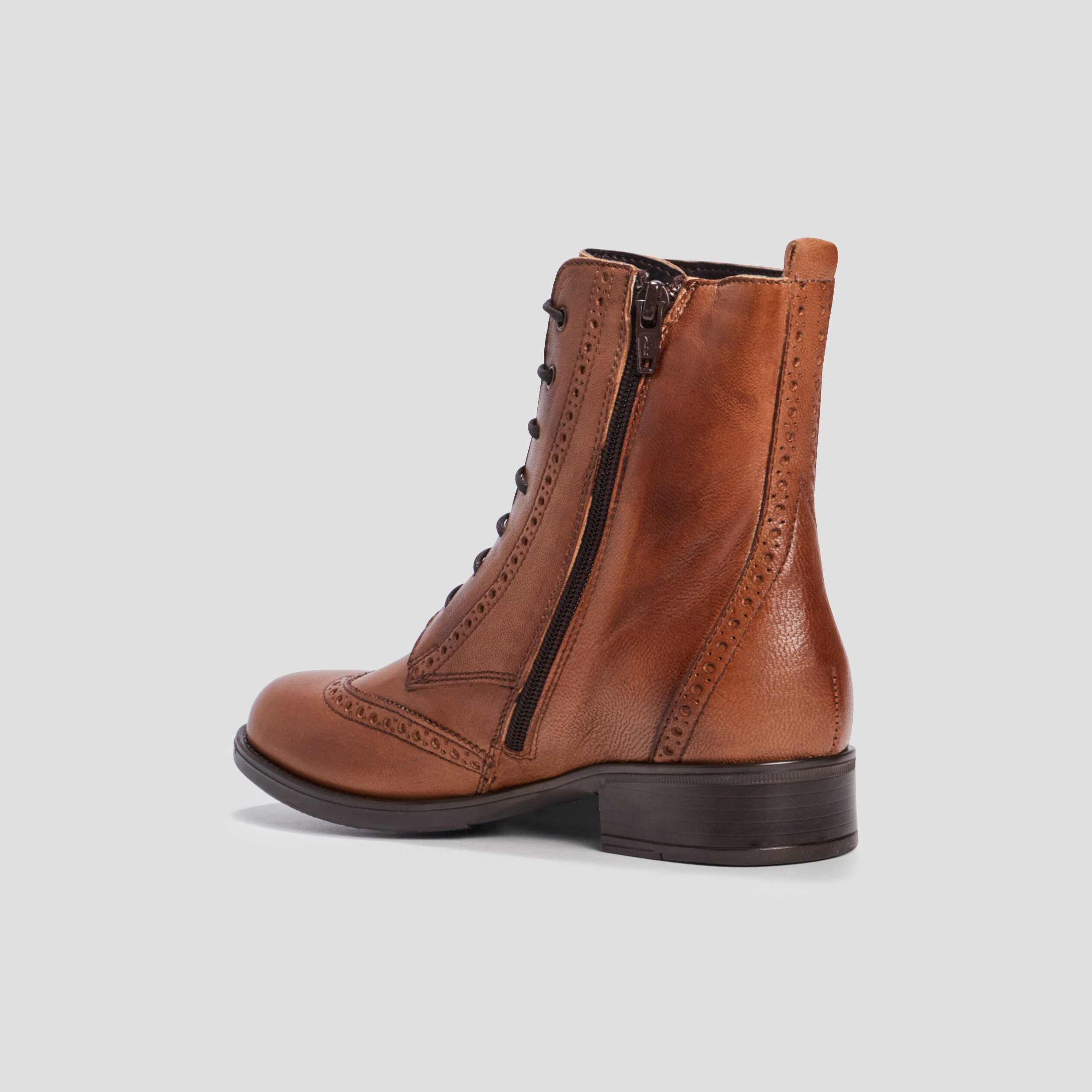 Bottines zippées en cuir camel fille | La Halle