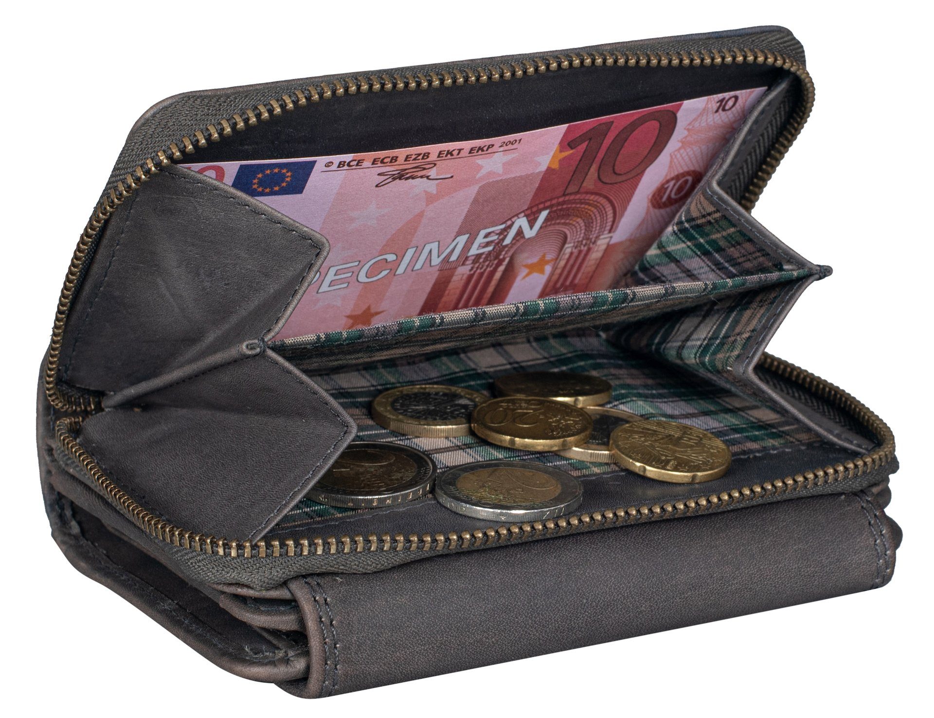 Benthill Geldbörse Damen Echt Leder RFID Geldbeutel 14 Kartenfächer Portemonnaie Frauen, RFID-Schutz Kartenfächer Münzfach Reißverschlussfach