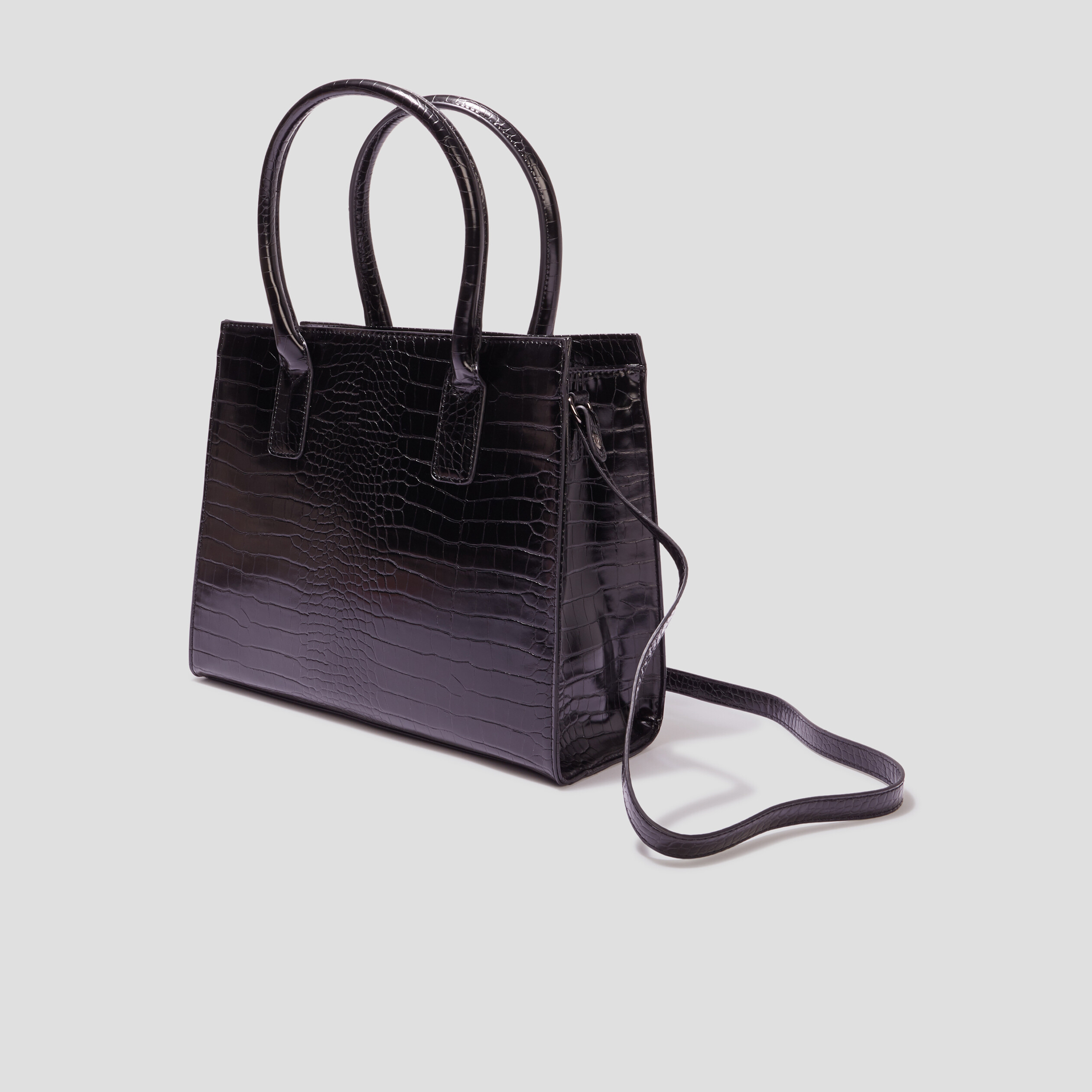Sac à main aspect croco noir femme | La Halle