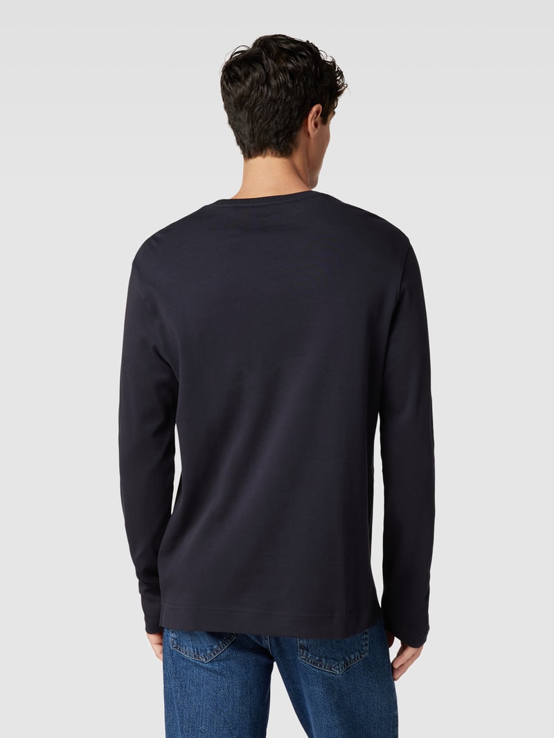 Longsleeve mit geripptem Rundhalsausschnitt in marineblau