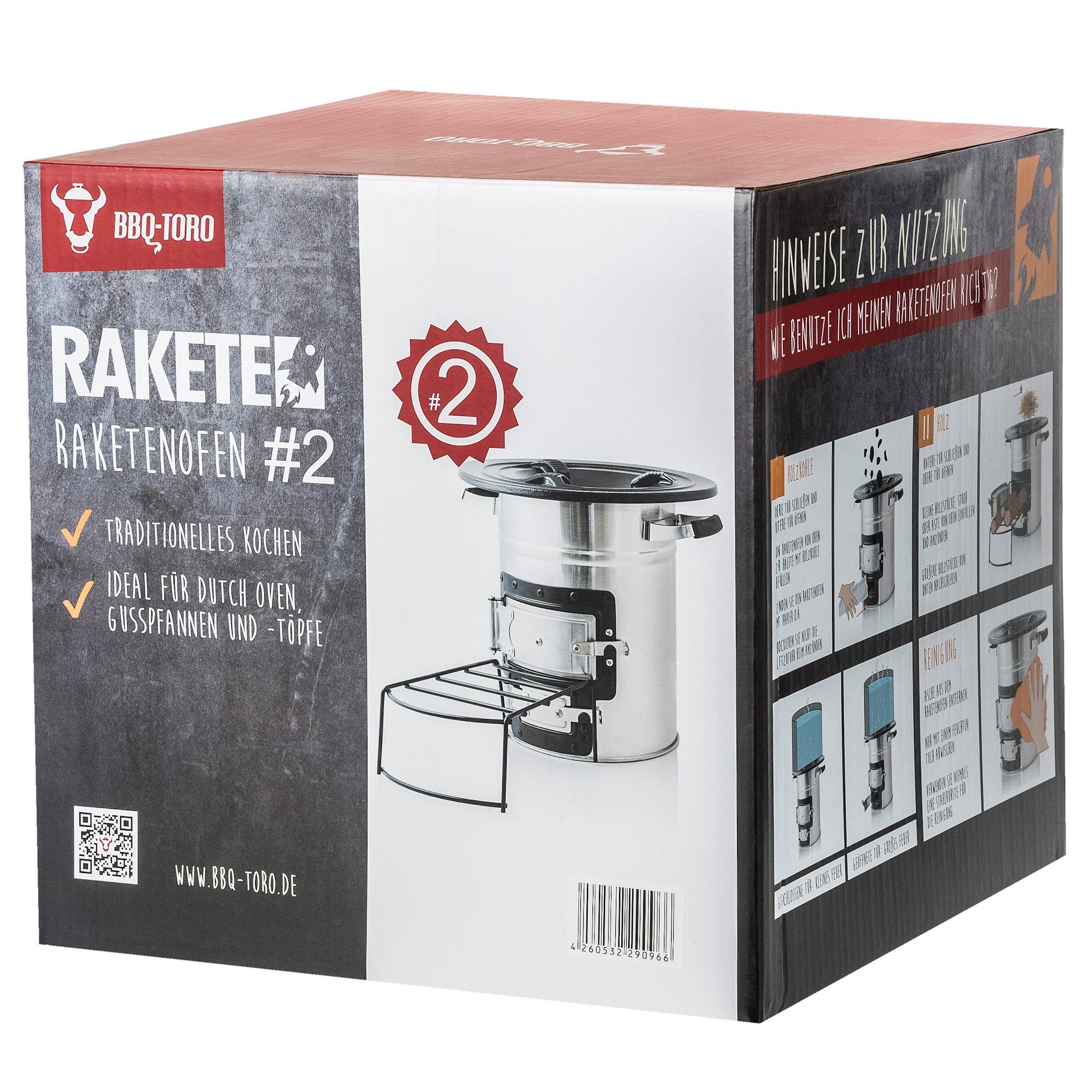 BBQ-Toro Feuerstelle Raketenofen RAKETE #2, Edelstahl Rocket Stove