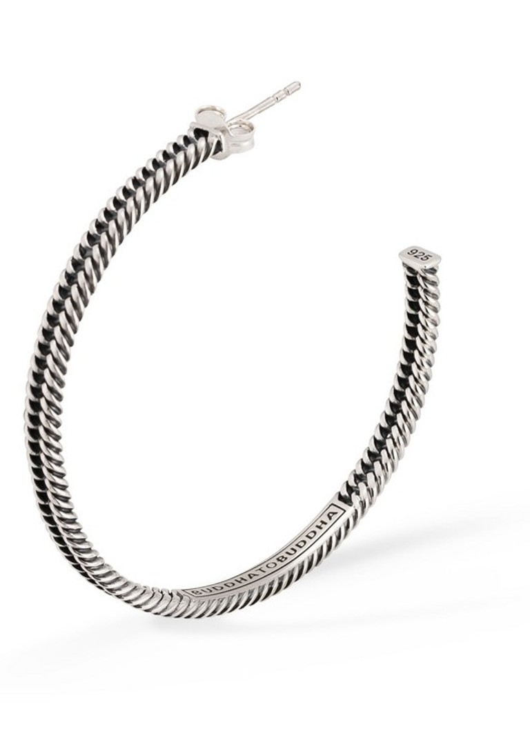 Buddha to Buddha Silver chain hoop earrings