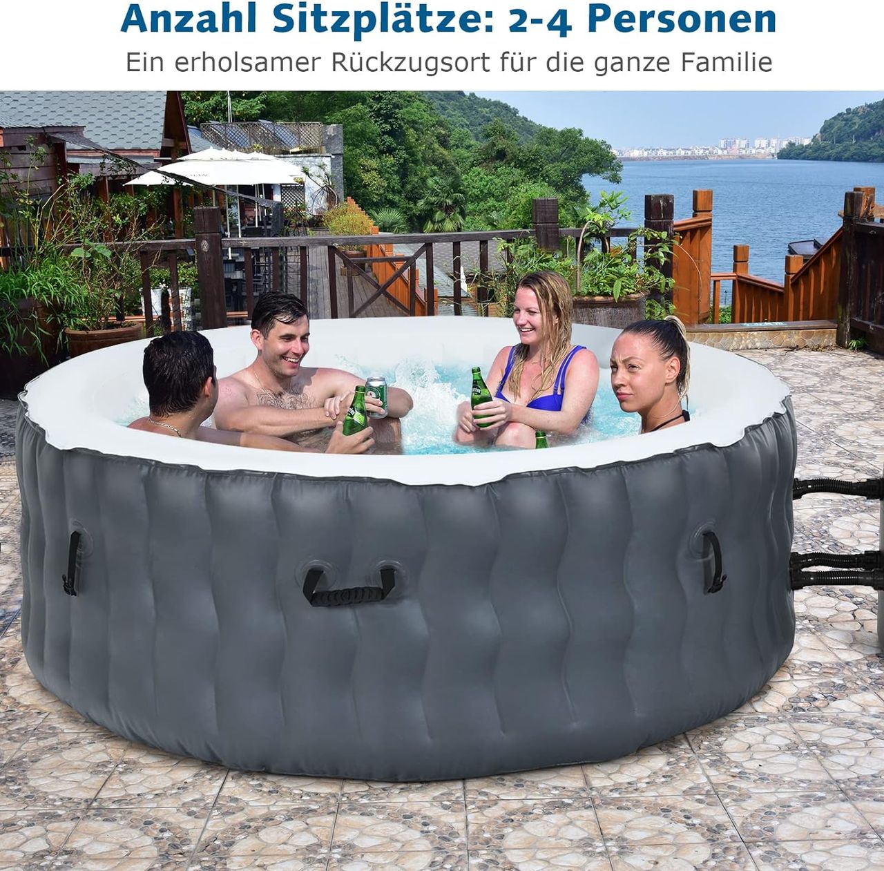 Costway Aufblasbarer Whirlpool Ø180cm | 4 Personen