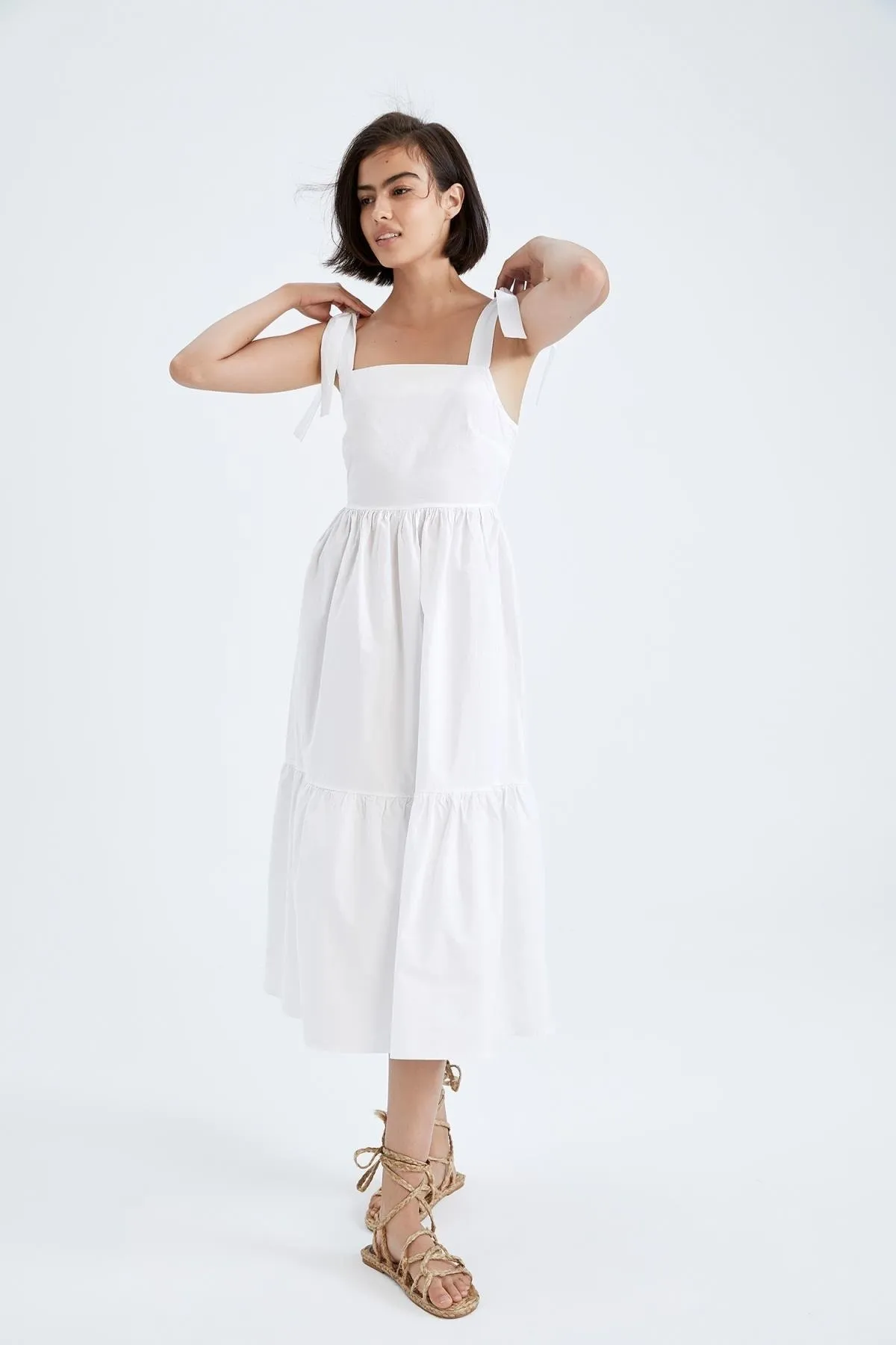 DeFacto  Popeline-Midikleid aus 100 % Baumwolle mit Trägern