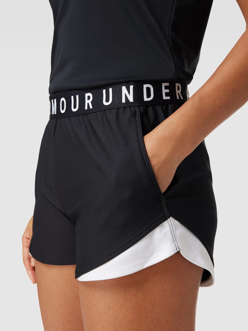 Shorts mit elastischem Logo-Bund Modell 'Play Up' in schwarz