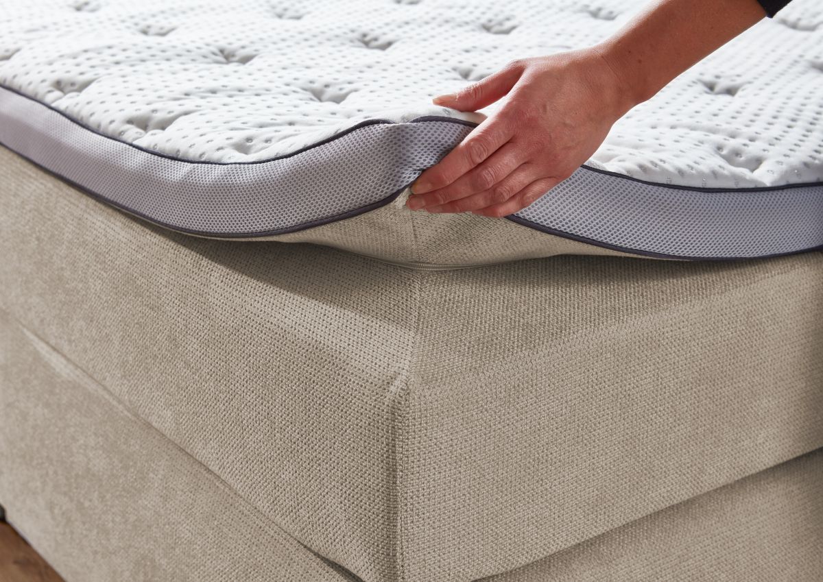 Sun Garden Boxspringbett Portage mit Bettkasten Creme 180 x 200 cm