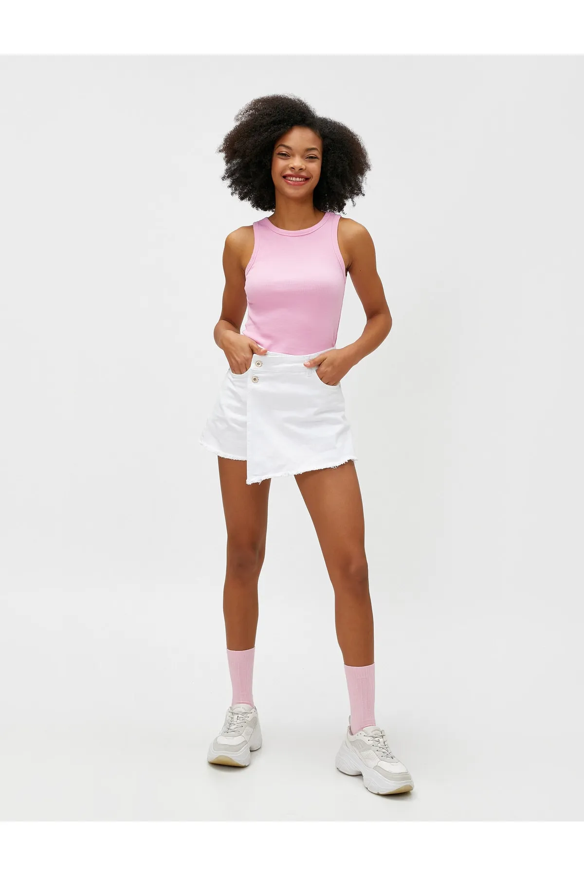 Koton  Denim-Shorts, Rock, Taschendetails, Baumwolle, geknöpft