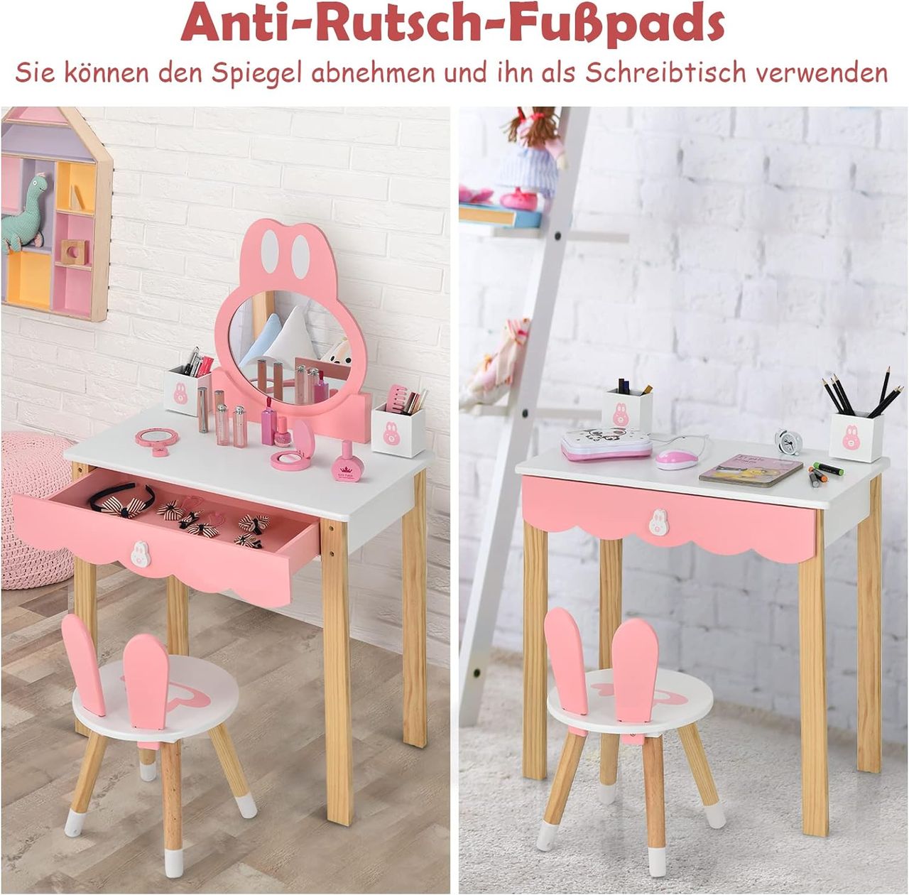 Costway Kinder Schminktisch mit Hocker