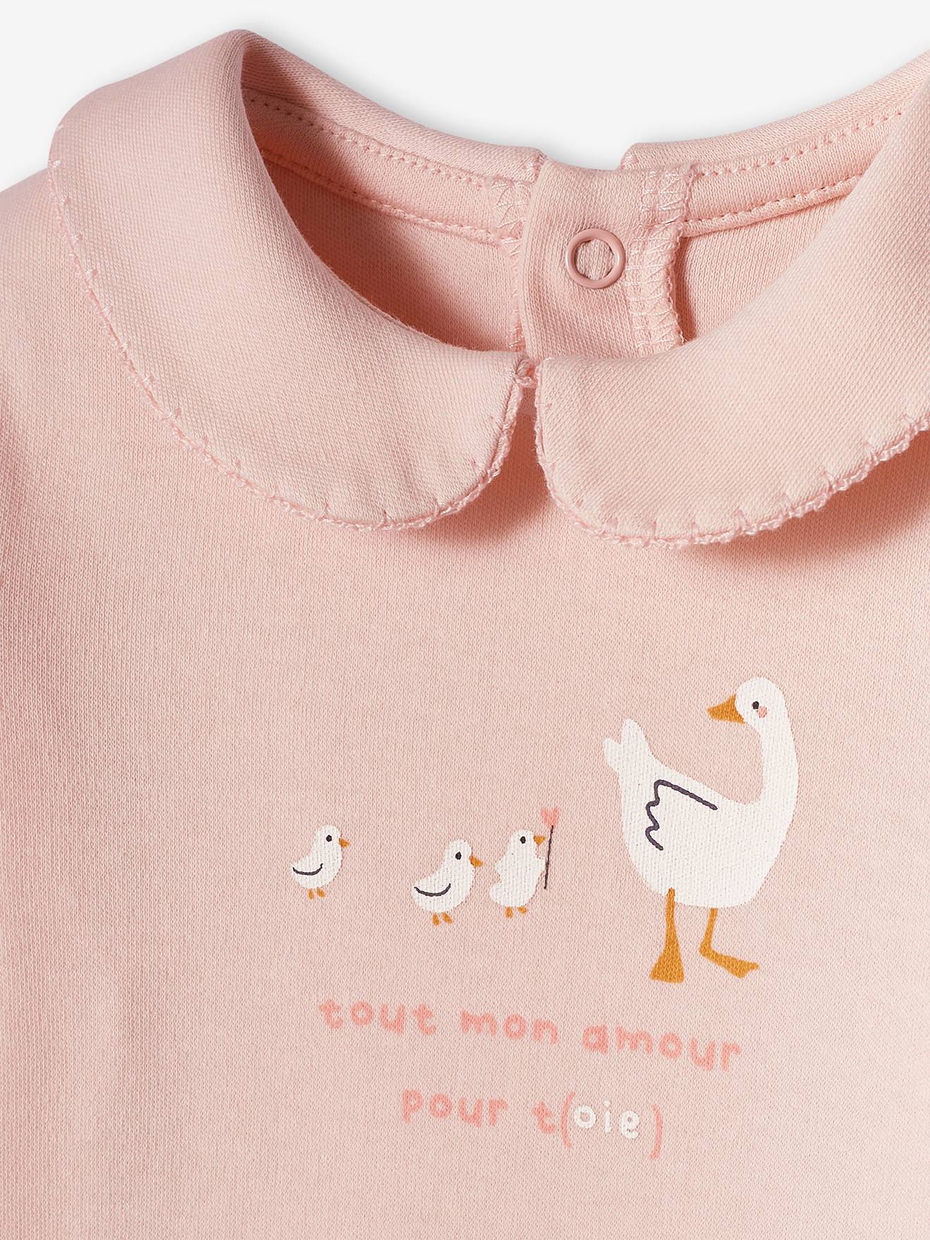 Body manches longues col claudine bébé rose pâle