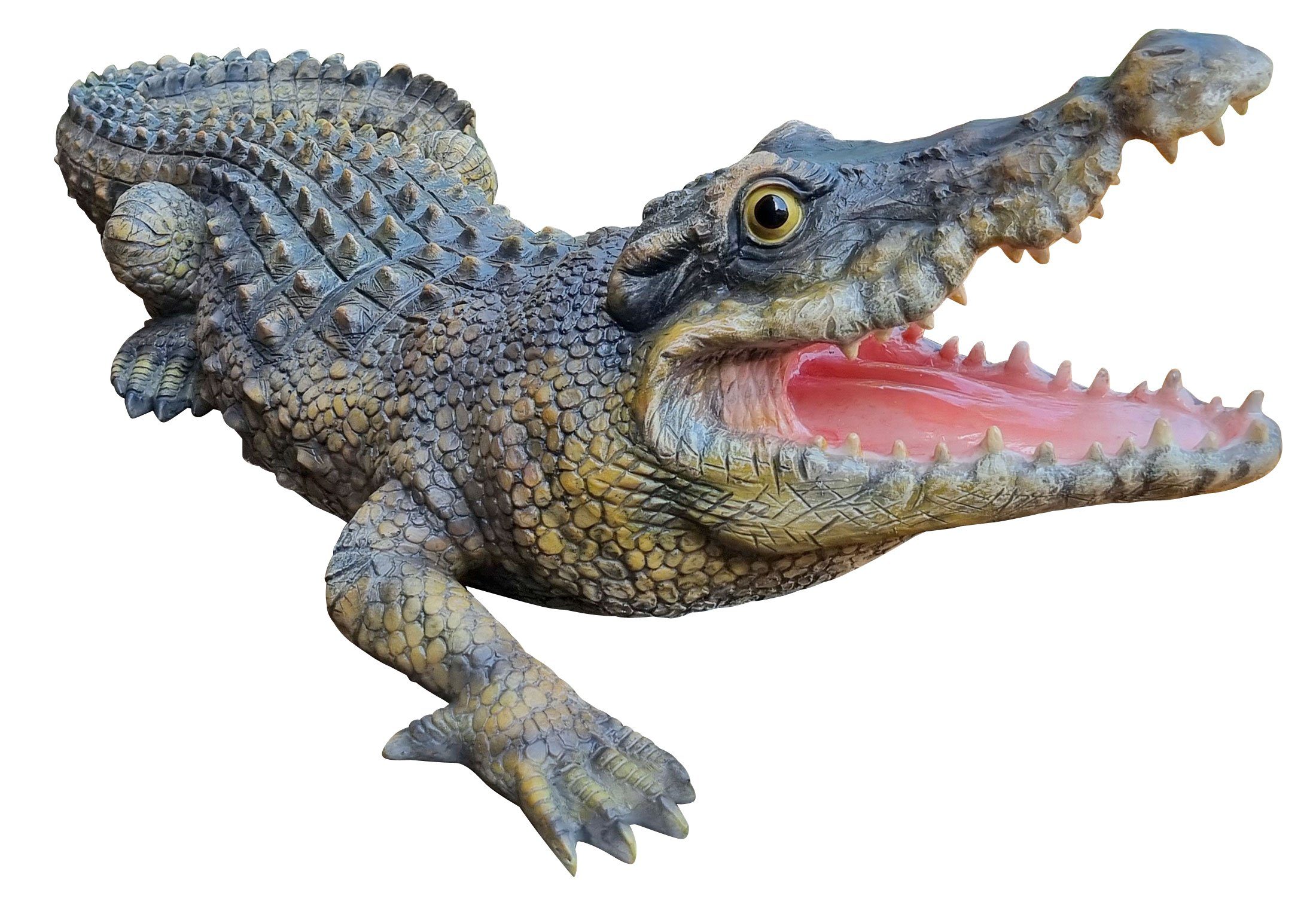 Fachhandel Plus Gartenfigur Krokodil Ansgar, (1 St), lebensechte Garten-Dekofigur