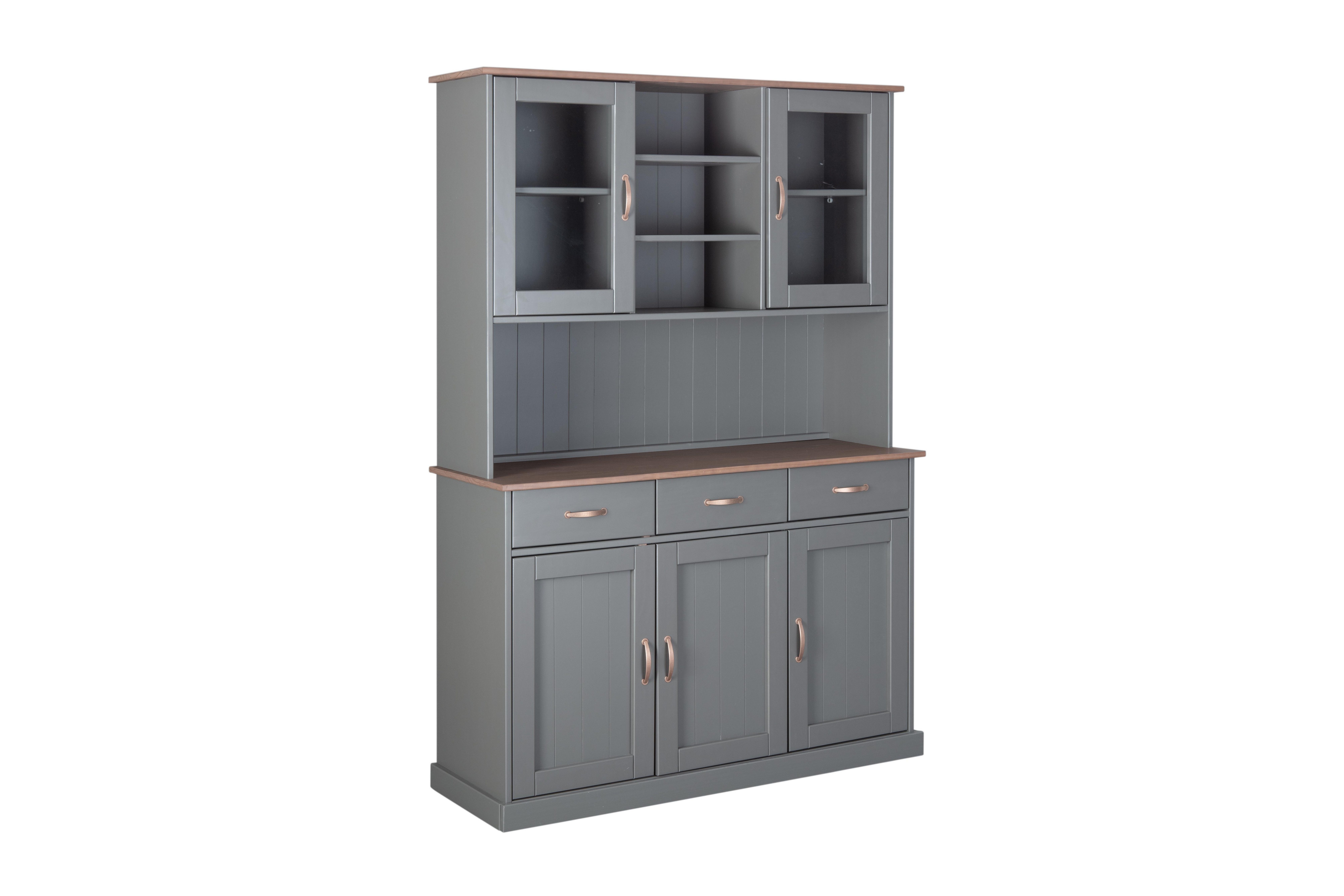 ebuy24 Vitrine Luzerna Vitrinenschrank mit 3+2 Türen und 3 Schubl