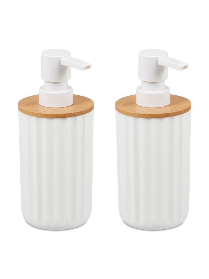 relaxdays 2 x Seifenspender in Weiß/ Natur - 340 ml günstig kaufen onesize