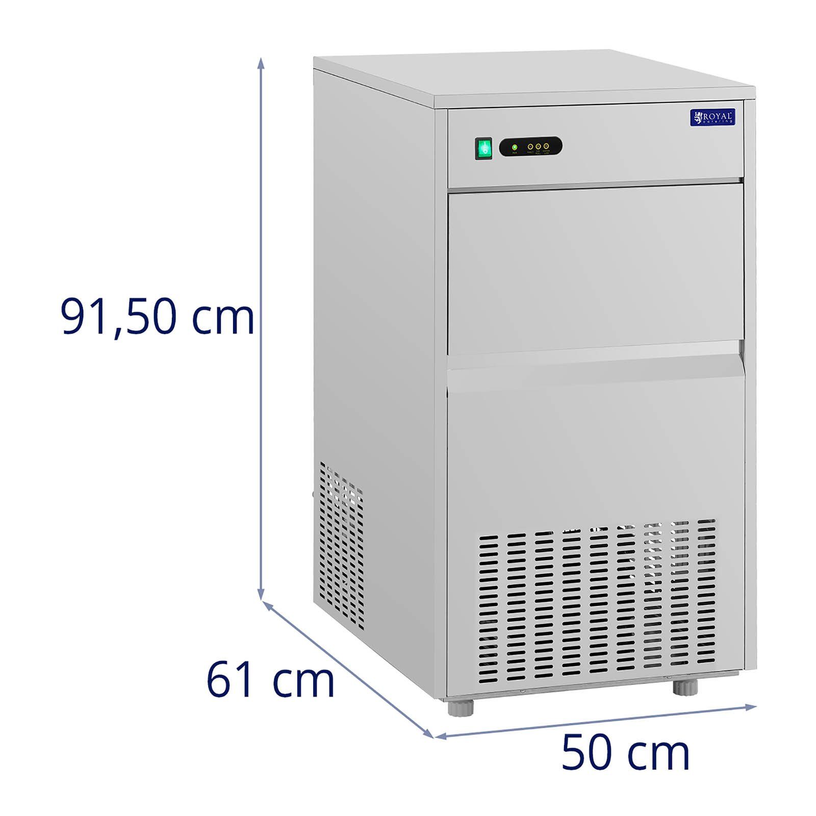 Royal Catering Eiswürfelmaschine Eiswürfelmaschine 50kg/24 h - 25kg Fassungsvermögen 350W Edelstahl