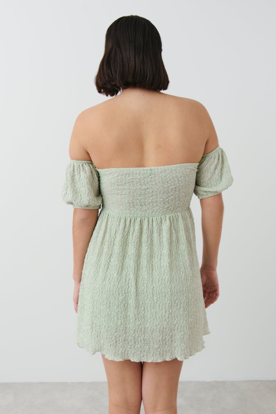 Puff sleeve off shoulder dress