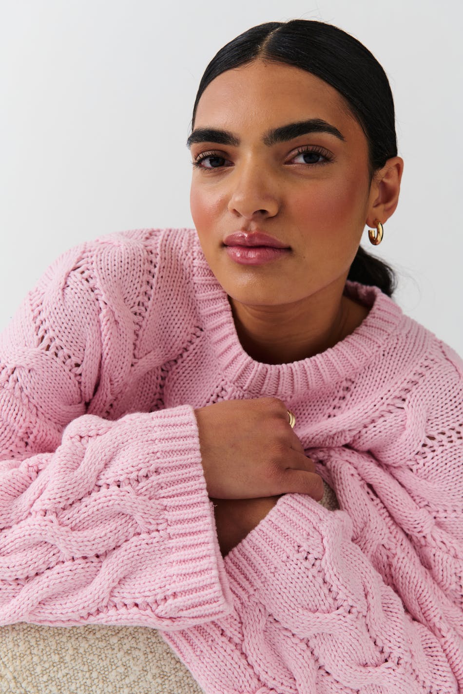 Cable knitted sweater