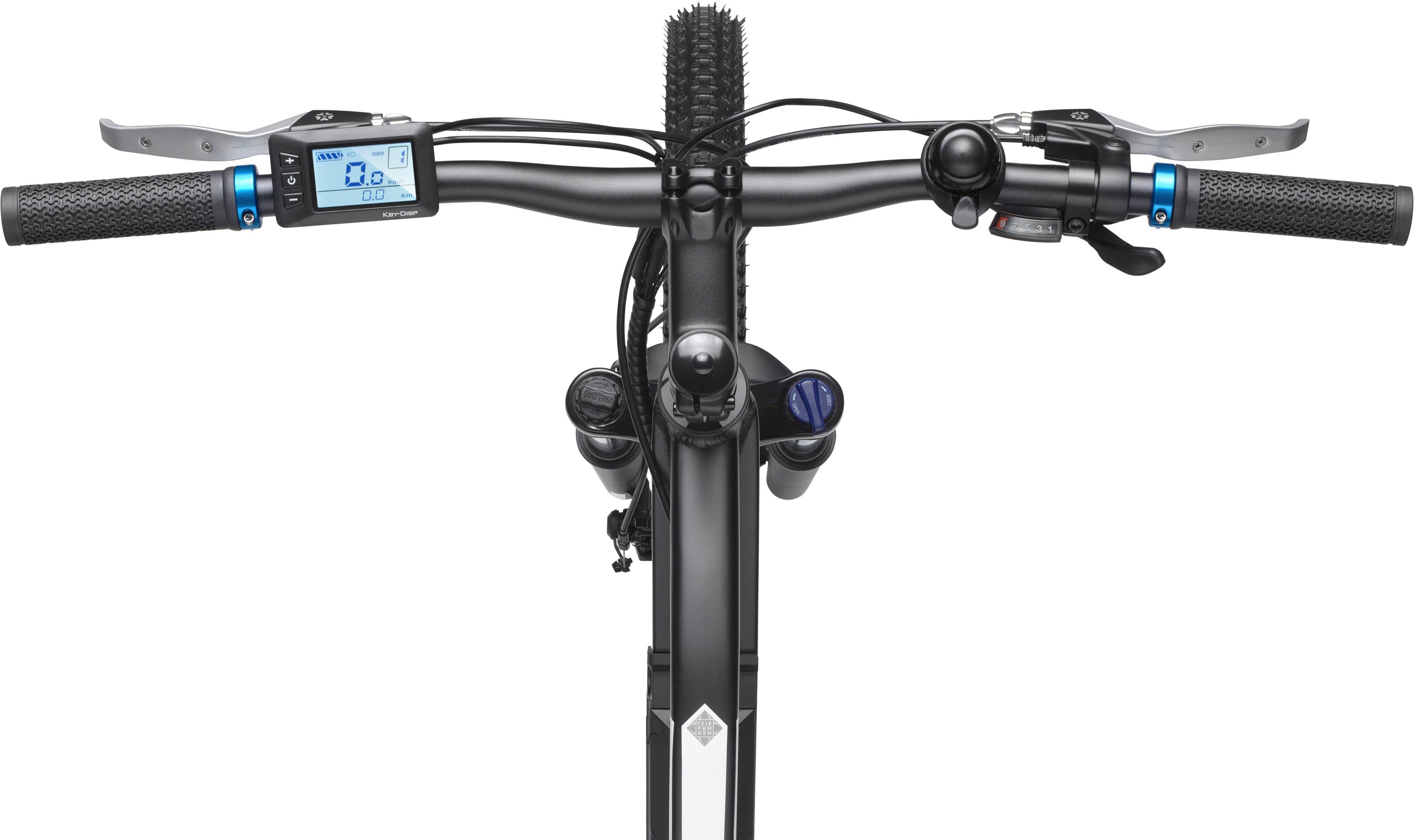 Telefunken E-Bike M924, 9 Gang Shimano Altus Schaltwerk, Kettenschaltung, Heckmotor, 504 Wh Akku