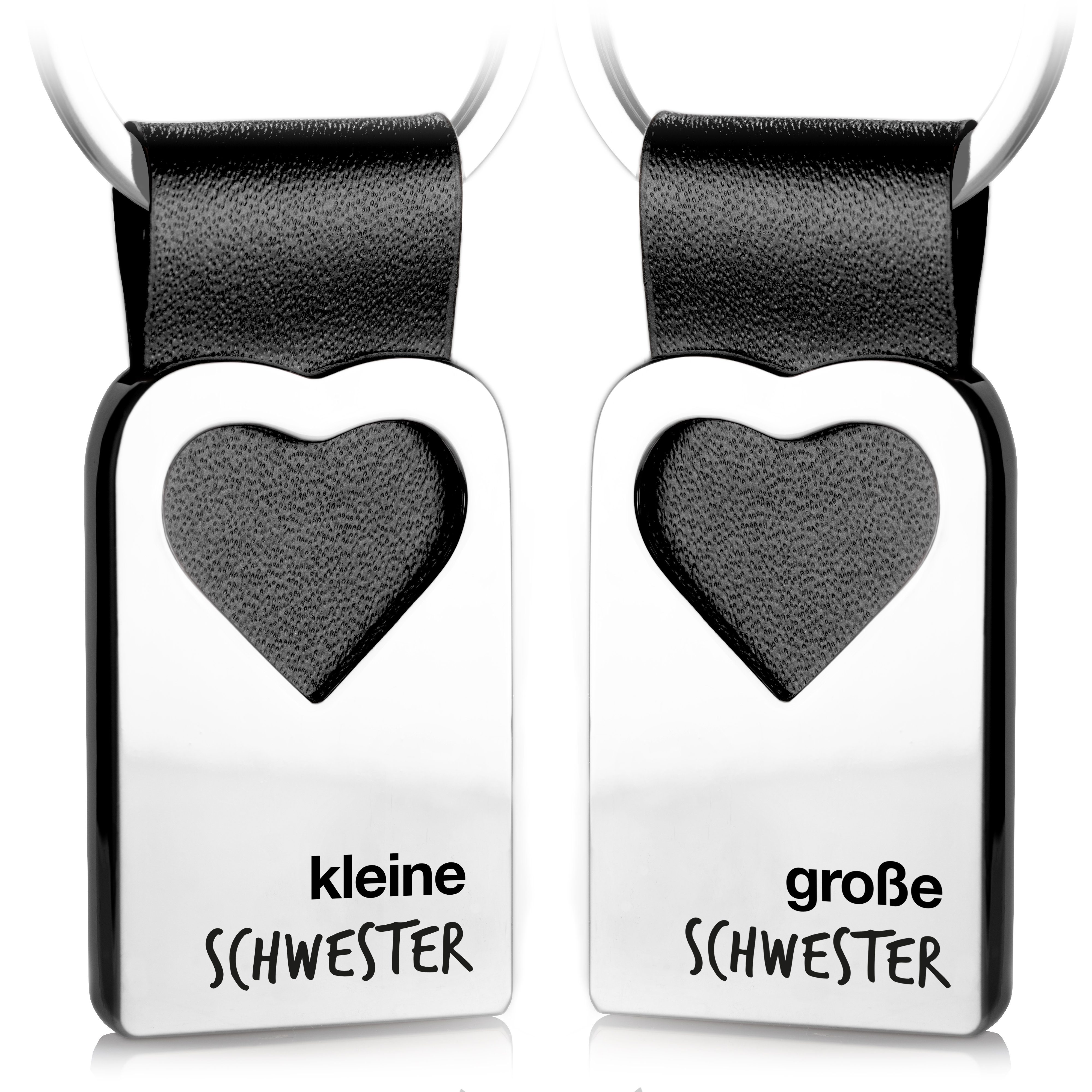 FABACH Schlüsselanhänger Leder mit Herz und Gravur - Glücksbringer Geschenk für Geschwister
