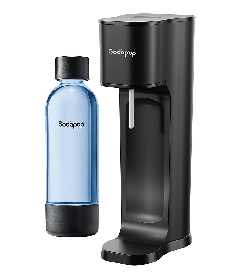 Sodapop Wassersprudler Joy ECO matt schwarz, 1x 850ml PET Flasche   1x CO² Zylinder