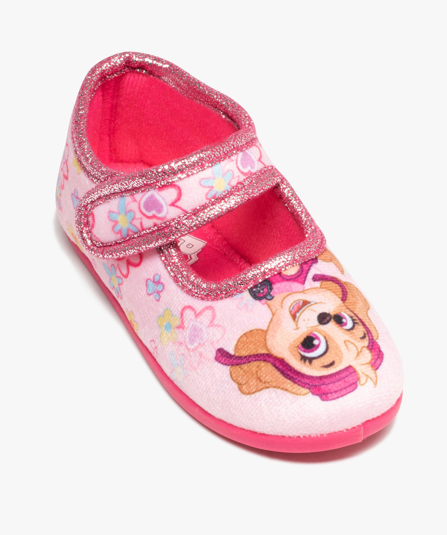 Chaussons fille forme ballerine à scratch - Pat patrouille rose | GEMO