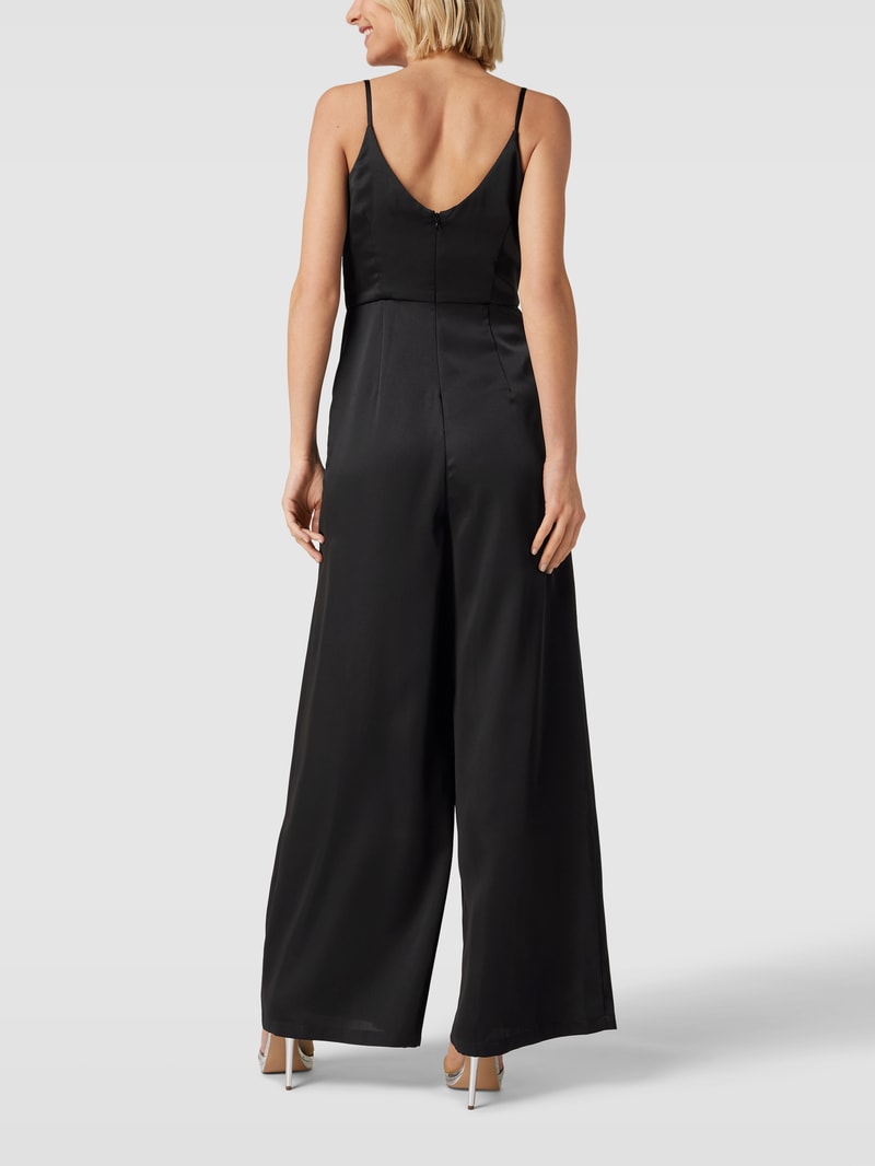 Jumpsuit mit Wasserfall-Ausschnitt in schwarz