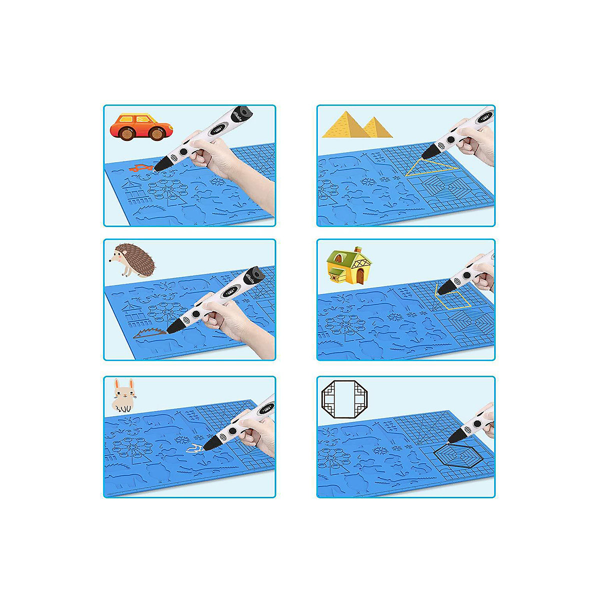 3D Stift Zeichnung Vorlage Geschenk für kinder 3D Druck Stift Silikon Pad mit Grundlegende Vorlage mit 2 Silikon Finger Kappen