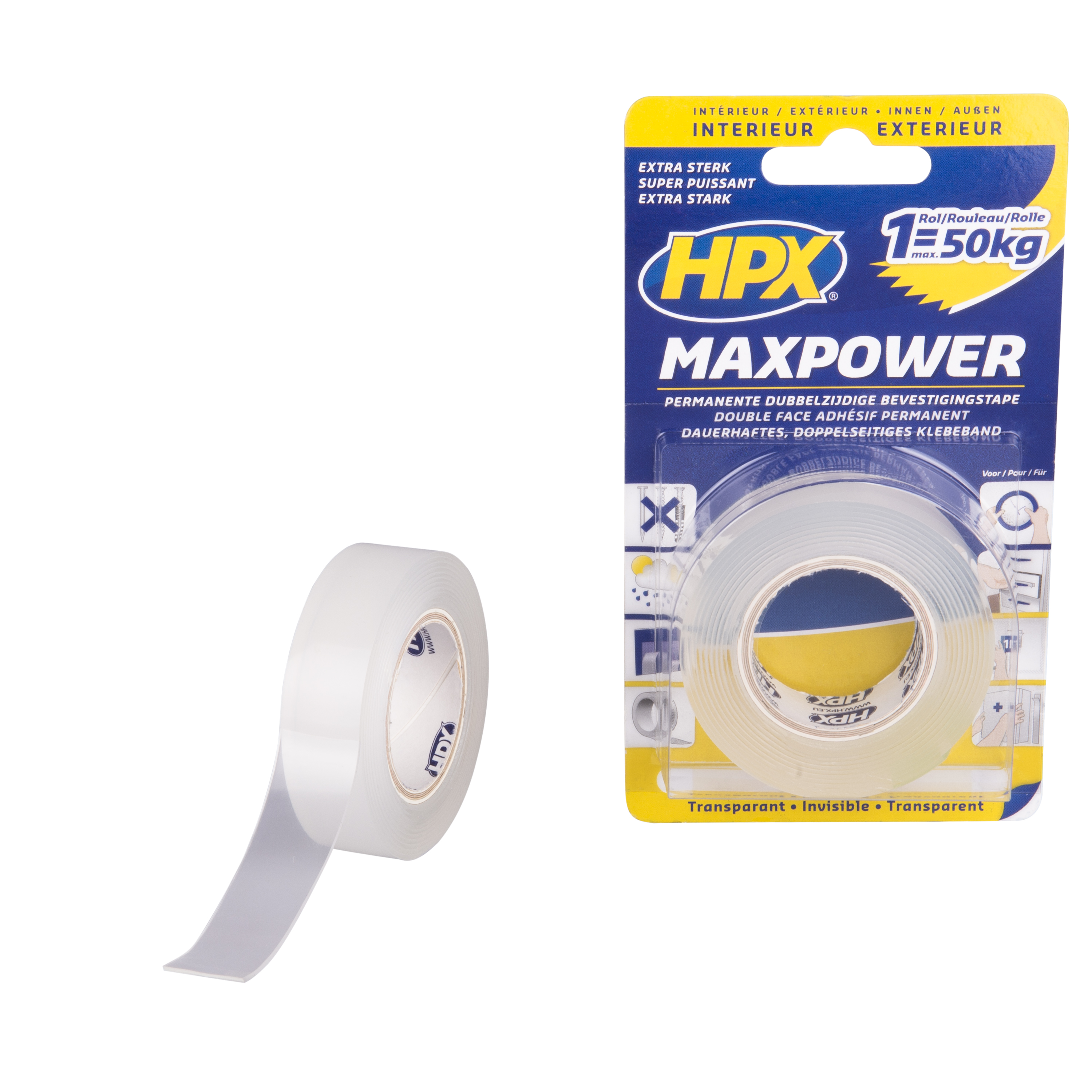 Max Power Transparent Fixierband, von HPX, 1,9x200 cm - ATU