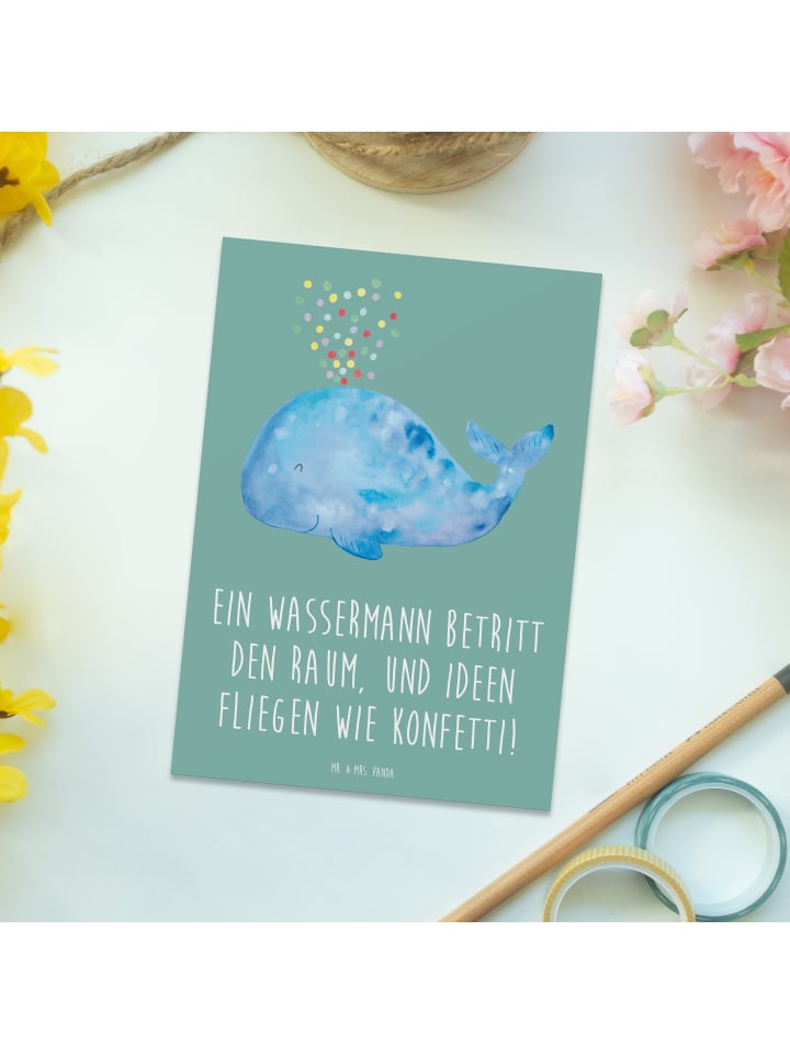 Mr. & Mrs. Panda Postkarte Wassermann Ideenflug mit Spruch in Meeresbrise günstig kaufen onesize