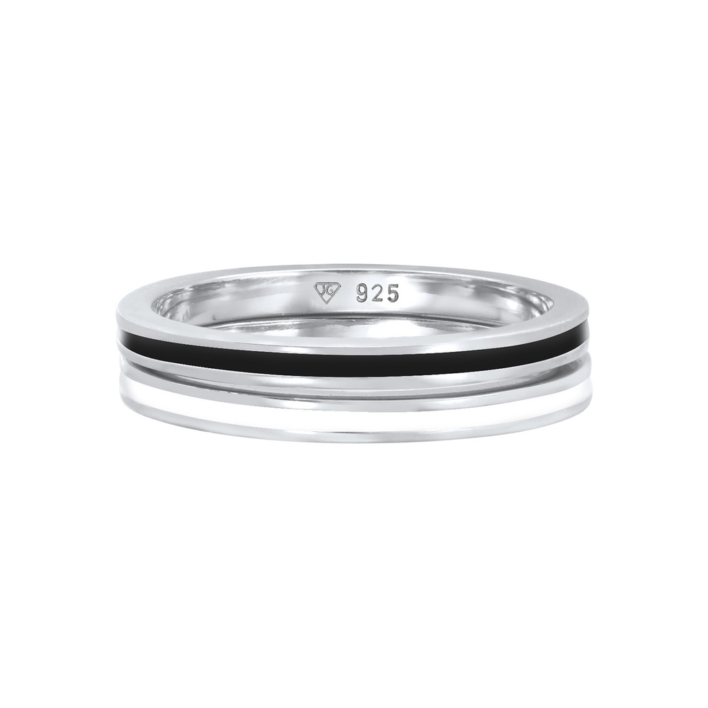 Elli Elli Bague Ensemble de bagues pour femmes - Noir de base avec émail en argent ste Bague