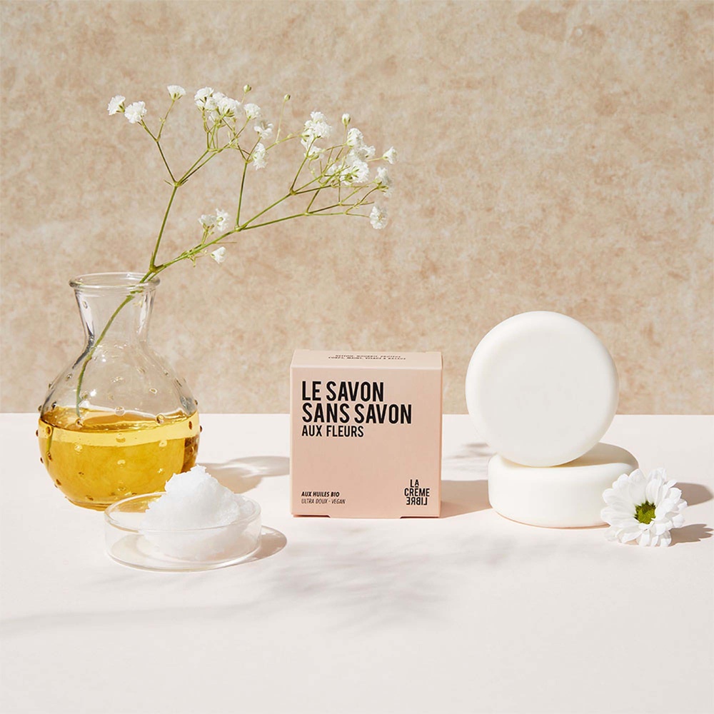 La crème libre Coffret L'Huile Sèche + Le Savon Aux Fleurs et son porte-savon Soin Corps