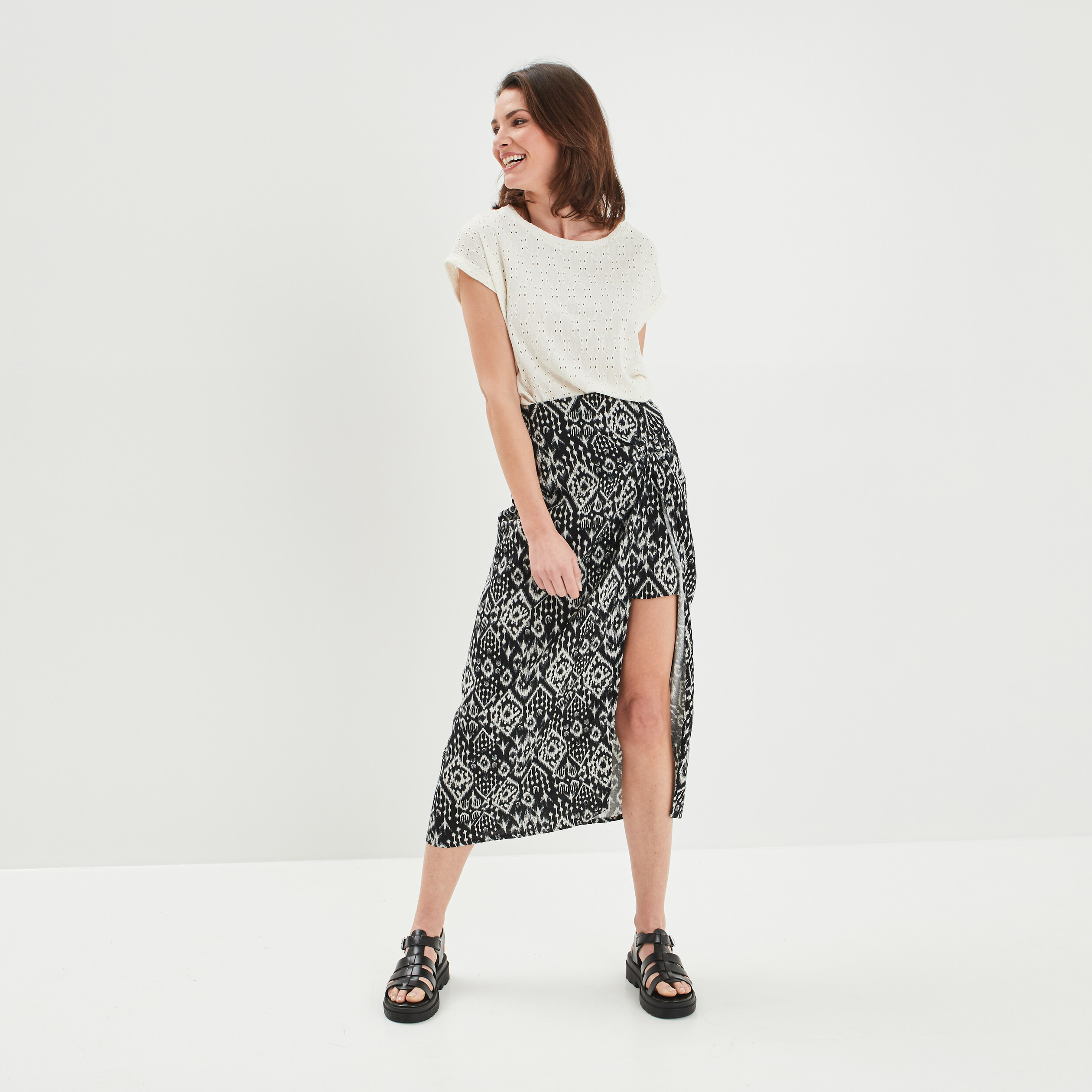 T-shirt manches courtes avec noeud blanc femme | La Halle
