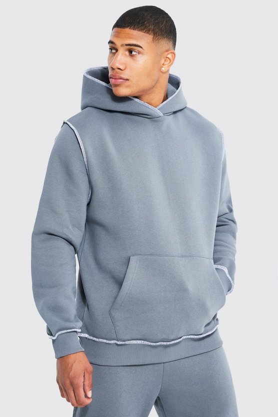 Hoodie mit Kontrast-Naht Detail
