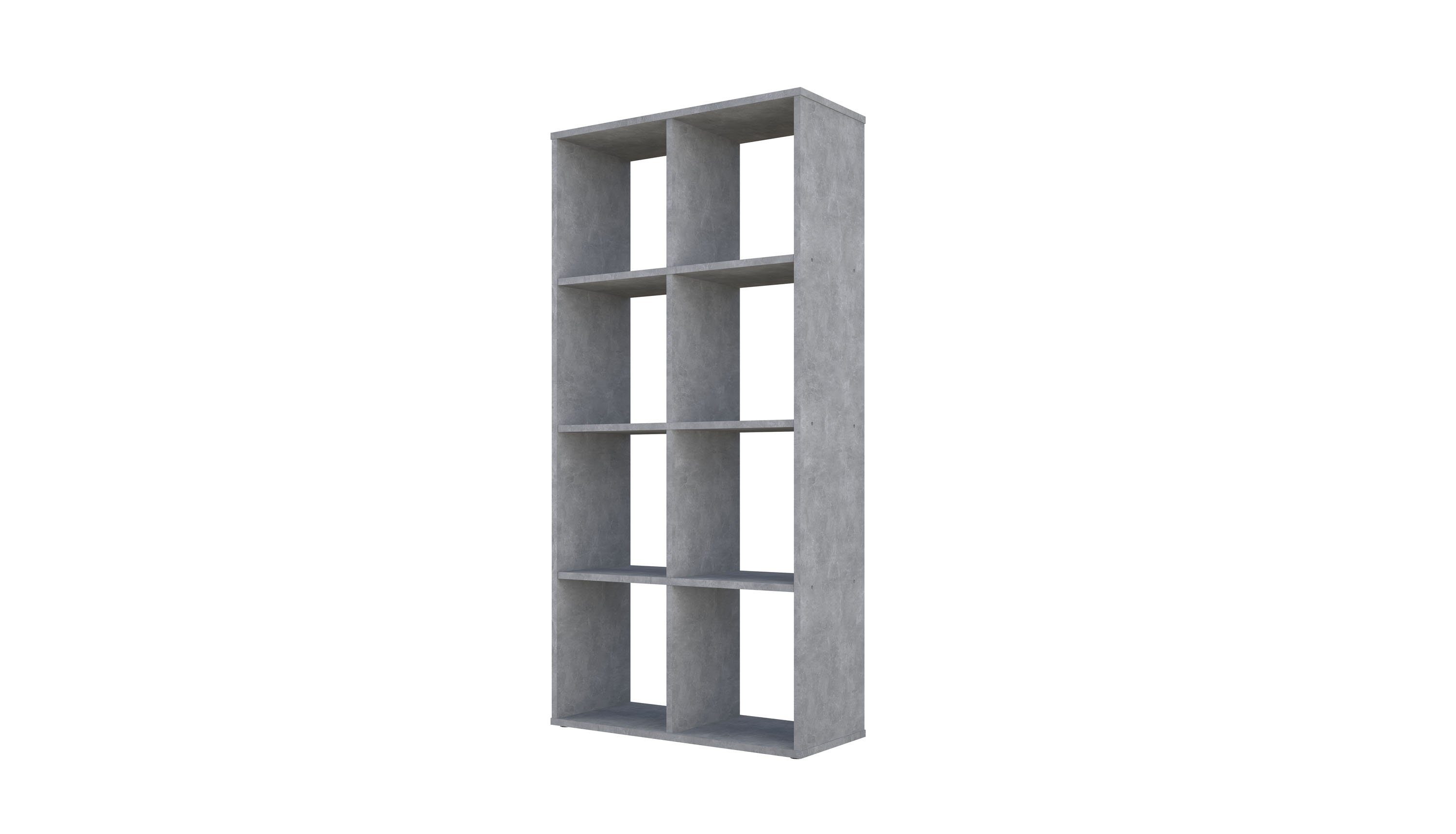 Polini Home Raumteilerregal Raumteiler Würfelregal 142 x 70 x 29 cm Bücherregal Regal grau 8 Fächer
