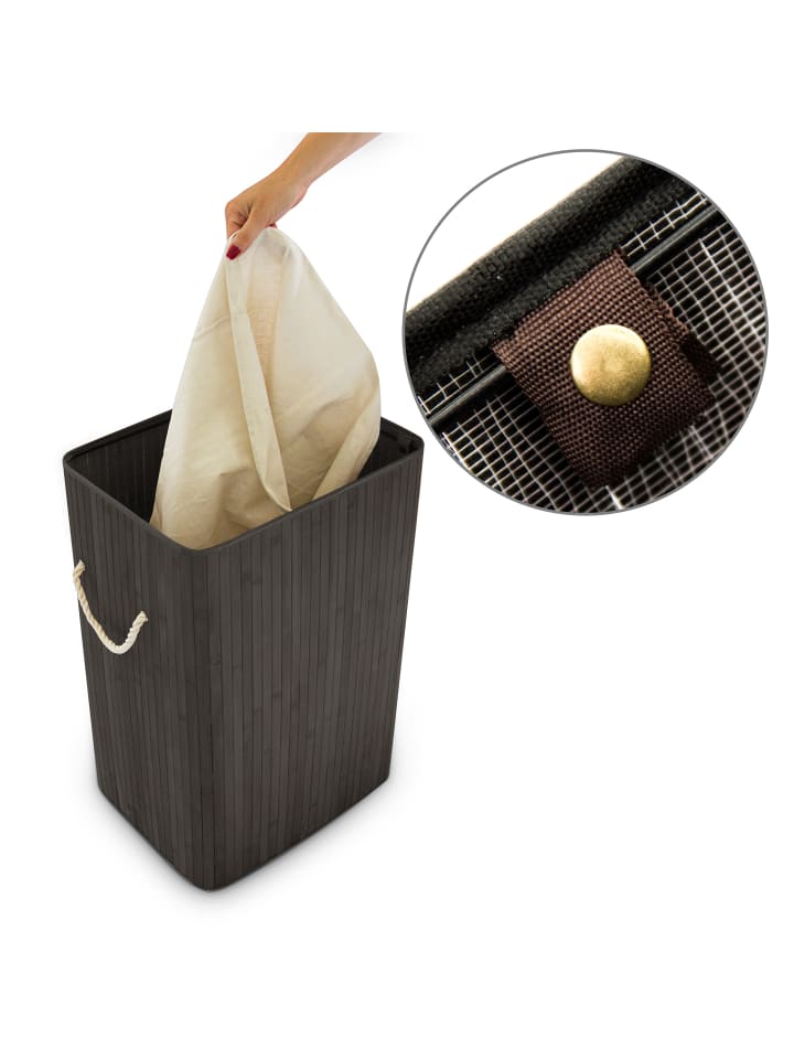 relaxdays Wäschekorb in Schwarz - (B)43,5 x (H)65,5 x (T)33,5 cm günstig kaufen onesize