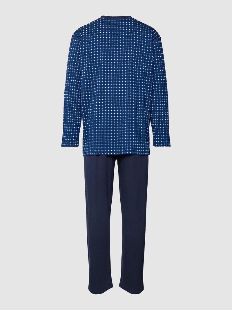 Pyjama mit Oberteil mit Allover-Muster in dunkelblau