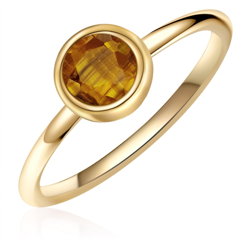 Glanzstücke München Bague en argent Argent sterling Oeil de tigre en Or jaune Bague