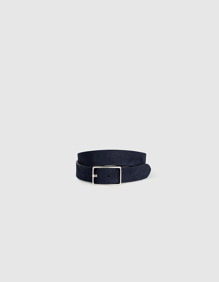 Ceinture bleu marine en cuir nubuck Homme