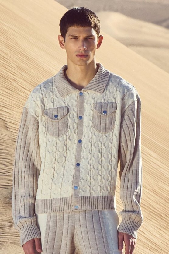 Kastige Zopfmuster Harrington-Jacke