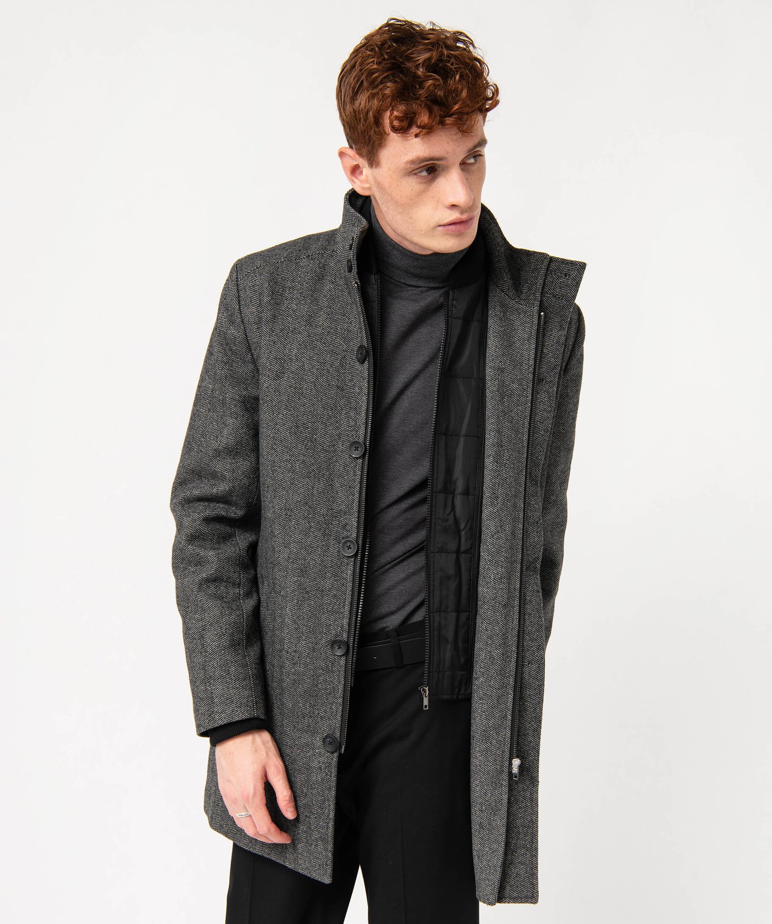 Manteau homme court avec col intérieur amovible noir | GEMO